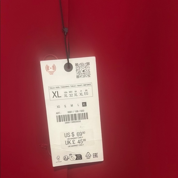 Zara Red Blazer Minimalist Collarless Design size XL new with tags - Picture 5 of 8